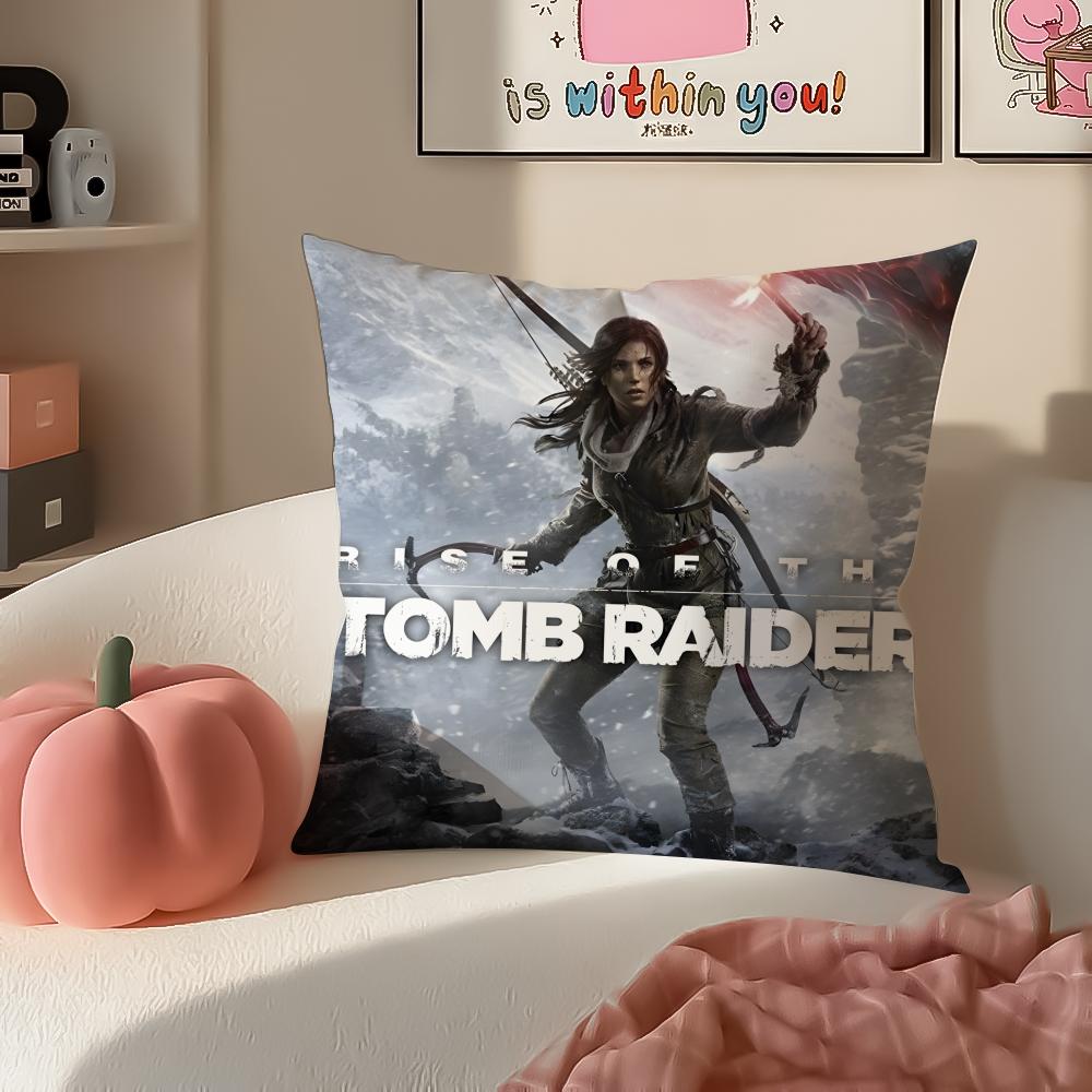 Action Game Franchise TTomb Raider Cushion Cover Pillowcase Short Plush Invisible zipper Room Sofa Cushion Cover