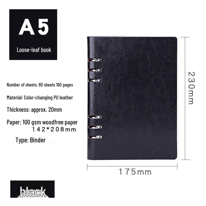 Custom A5 PU Leather Loose-Leaf Notebook for Office Meetings Notebook