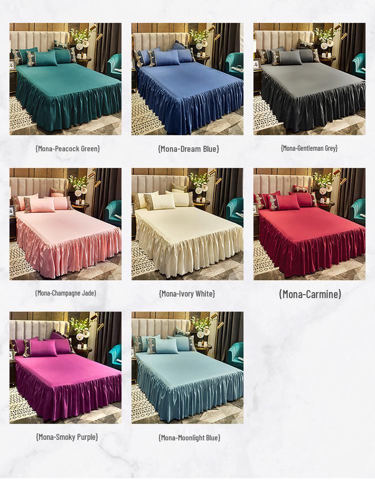 Solid Color Princess Style Brushed Bed Skirt with Dustproof Full Wrap