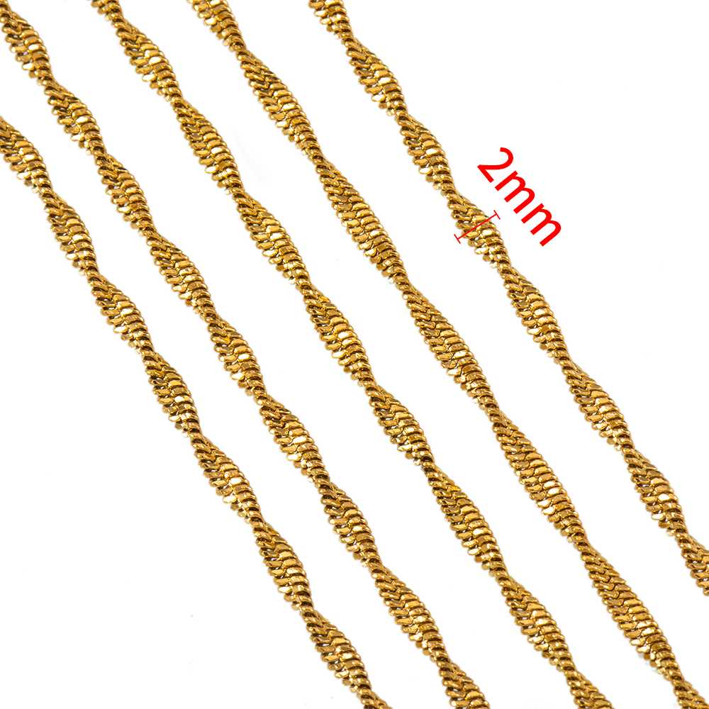 No Fade 1M 2Meter Stainless Steel Gold Plated Lips Chains DIY Chain for Needlework Necklace Bracelet Jewelry Making Accessories