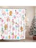 GAEChristmas Shower Curtain Cute Xmas Snowman Gingerbread-Man Santa Claus Shower Curtain for Kids Christmas Bathroom  Waterpro