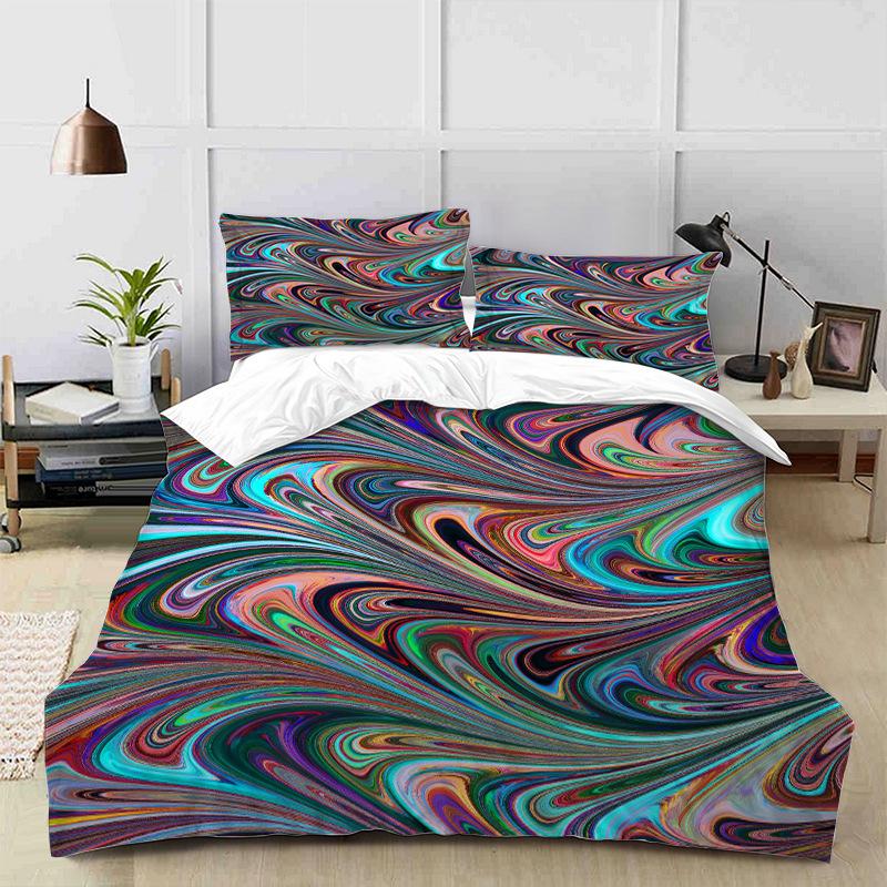 

Colorful Marble Duvet Cover Abstract Geometric Bedding Set King Queen For Adults Kids Bedroom Decor Microfiber Comforter Cover EU Single(135x200cm)