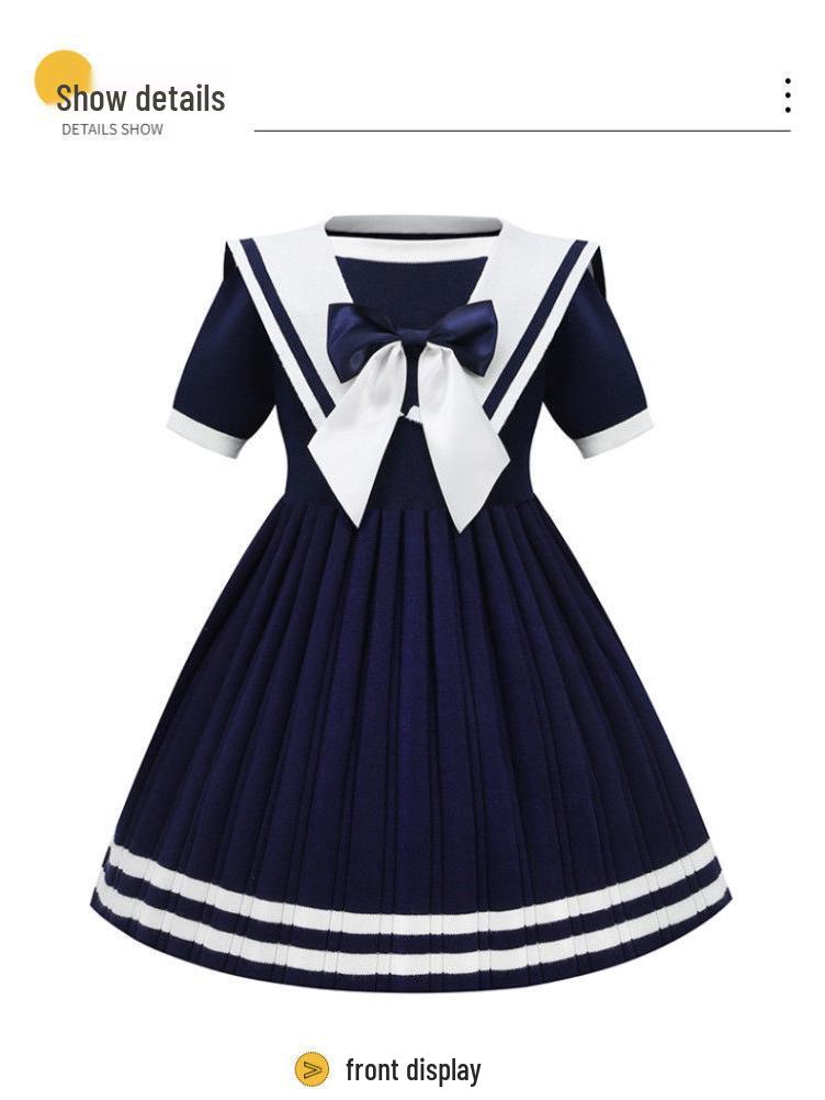 Summer Short-Sleeve Girls' Princess Dress - Lolita JK Navy Style