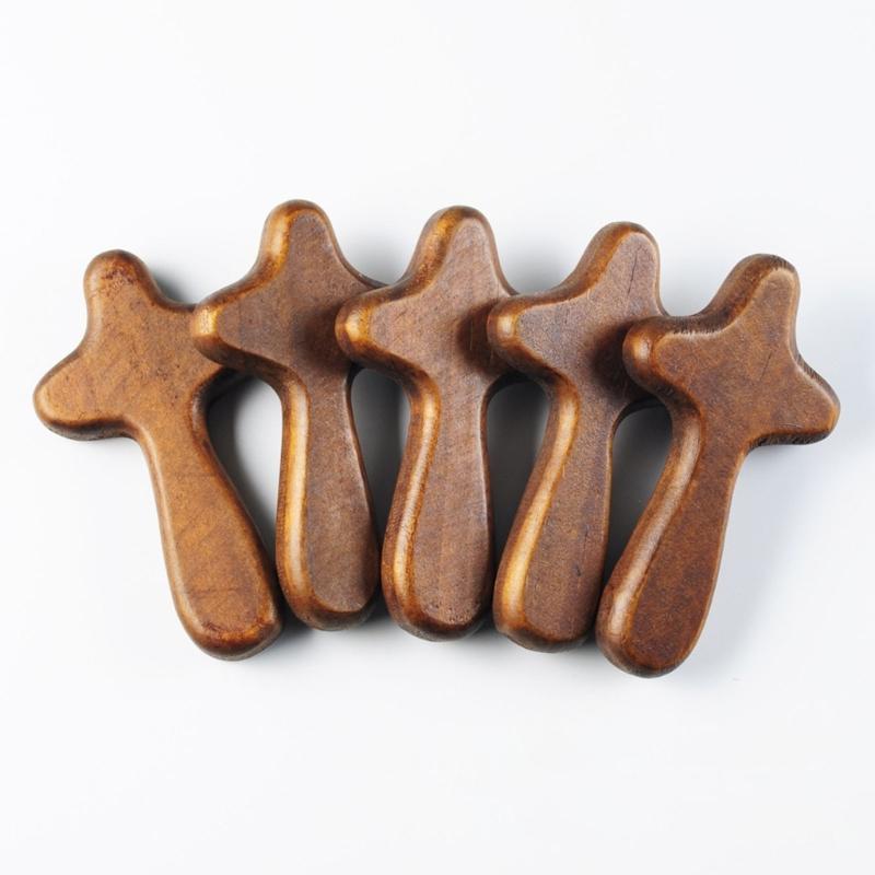 4 Inch Handheld Wooden Prayer Cross Easter Holding Cross Jewelry Making Comfort