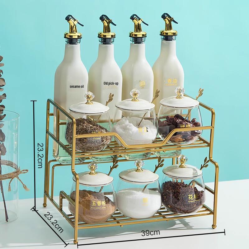 Yingbai 14-Piece Kitchen Spice Rack & Seasoning Jars Set