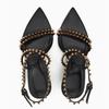 Fashion Luxury Designer Rivet Embellished Thin Heeled Sandals Women Summer Sexy Pointed Toe Ankle Strap High Heels Elegant Party Shoes