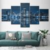 Chicago Downtown Night Scene Canvas Painting Art, 5-Piece Wall Art Painting Stencil Poster Print Home Decor