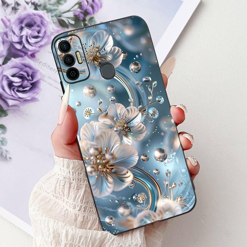 Für Tecno Spark 7 Hülle KF6 KF6j KF6i Abdeckung Niedliche Mode Katze Blume Weiches Silikon Schutzhülle Für Tecno Spark 7P 7T Spark7 Pro Capa