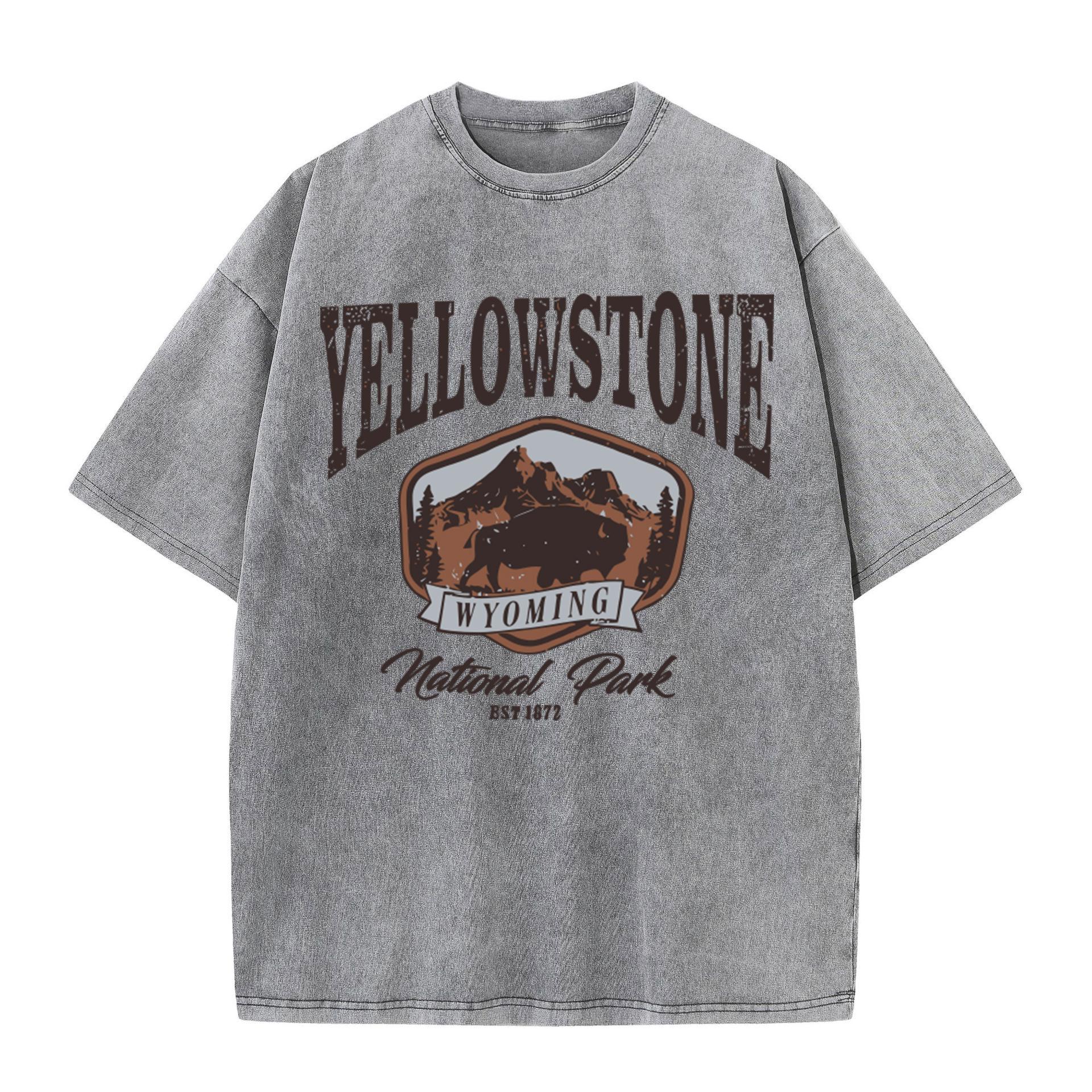 

Женские хлопковые футболки с круглым вырезом и короткими рукавами, топы с принтом «Бизон в Йеллоустонском парке», летняя одежда XL