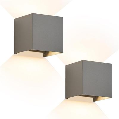 LED Outdoor Wall Light - NETTLIFE - Modern Model - Pack of 2 - Grey - IP65 - 3000K (White Hot)