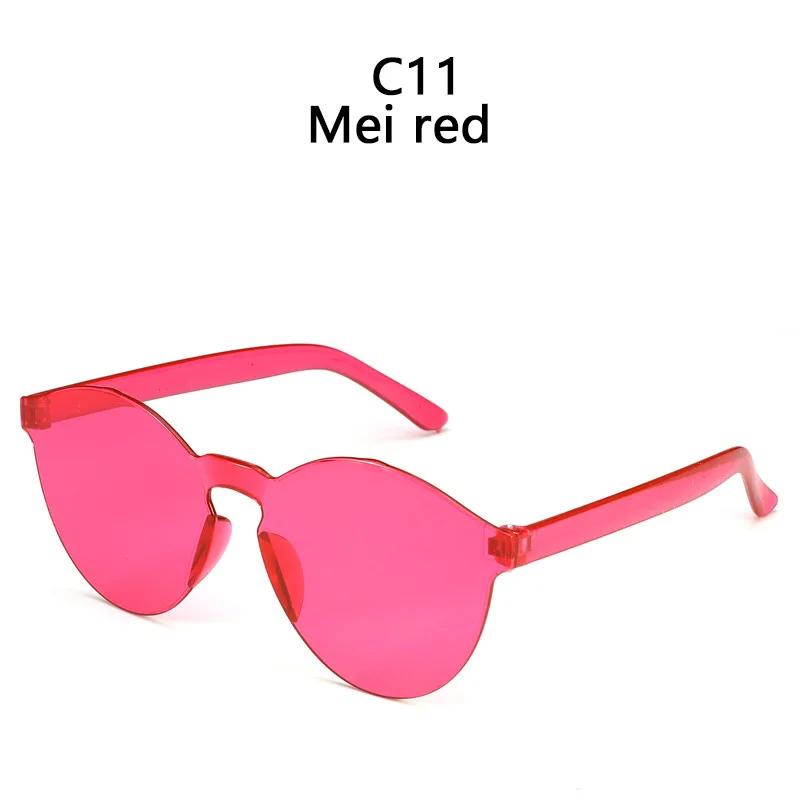 Oval Shape Sunglasses Women Rimless Frame Tint Clear Lens Colorful Sun Glasses Female Red Pink Yellow Shades Travel