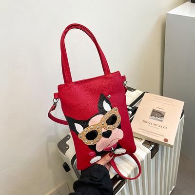 Cartoon lustig kleine Tasche 2025 neu Japanisch süßes Mädchen lustiger Hund Persönlichkeit tragbar Umhänge kleine quadratische Tasche