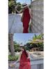 Retro Chinese Style Red Halter Neck Dress for Women - Summer Seaside Vacation Long Flare Skirt
