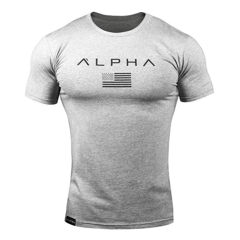 Hombres Fitness Deporte al Aire Libre Manga Corta Letra Estampada Mallas Tops Hombres Debajo de la Piel Músculo Gimnasio Entrenar Compresión Camiseta