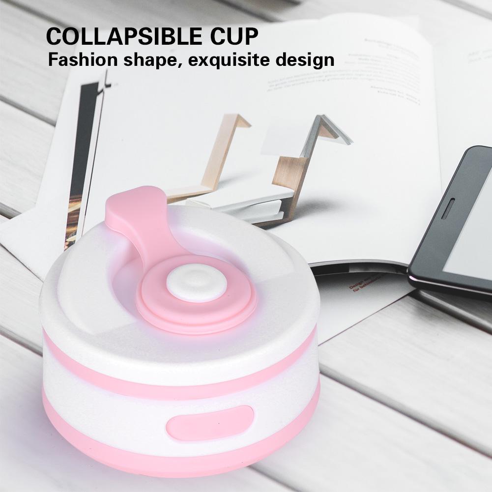 500ml Silicone Collapsible Coffee Cup Portable Teacup Water Cups Mug for Indoor Outdoor Pink