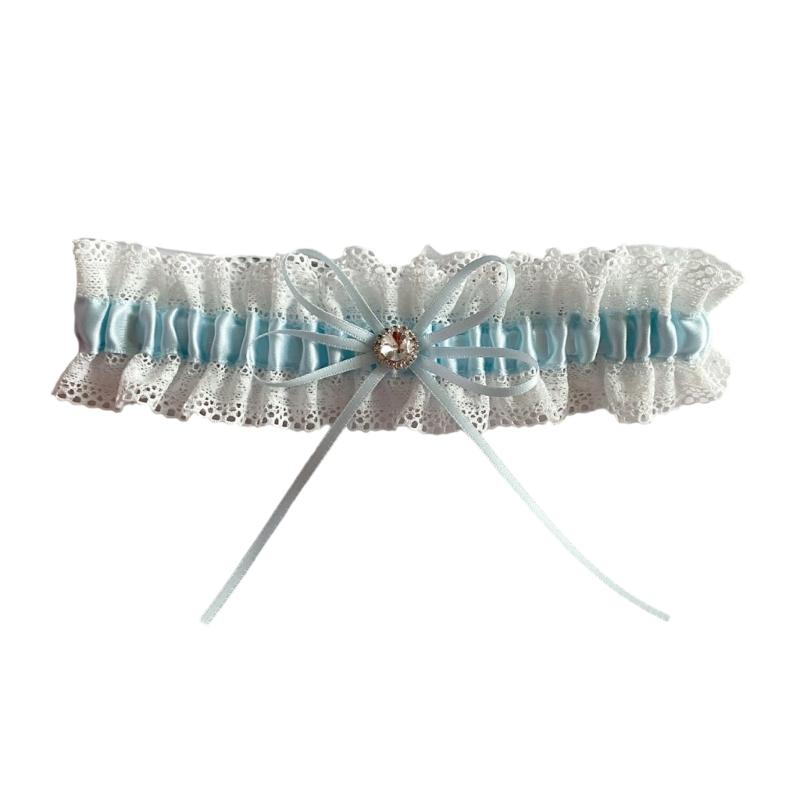 Elegant Lace Trim Wedding Thigh Garter Belt With Faux Pearls Rhinestones Accents And Satins Bows For Bridal Accessories