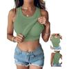 Women S Round Neck Solid Color Tank Top With Built In Bra For Summer