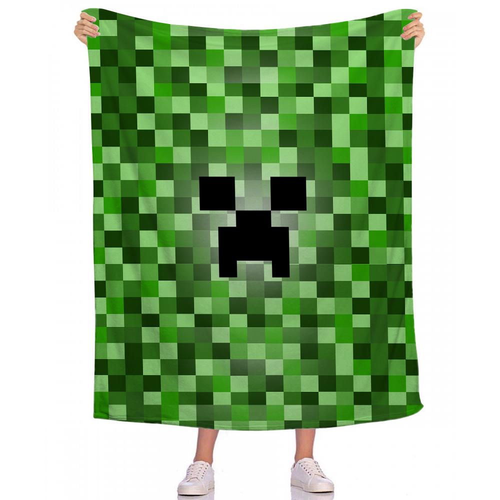 Милый зеленый пиксельный монстр Одеяло Эстетическое искусство Фланелевое одеяло Портативное для дома, путешествий, кемпинга, дивана, пикника, детское фланелевое одеяло 30x40in