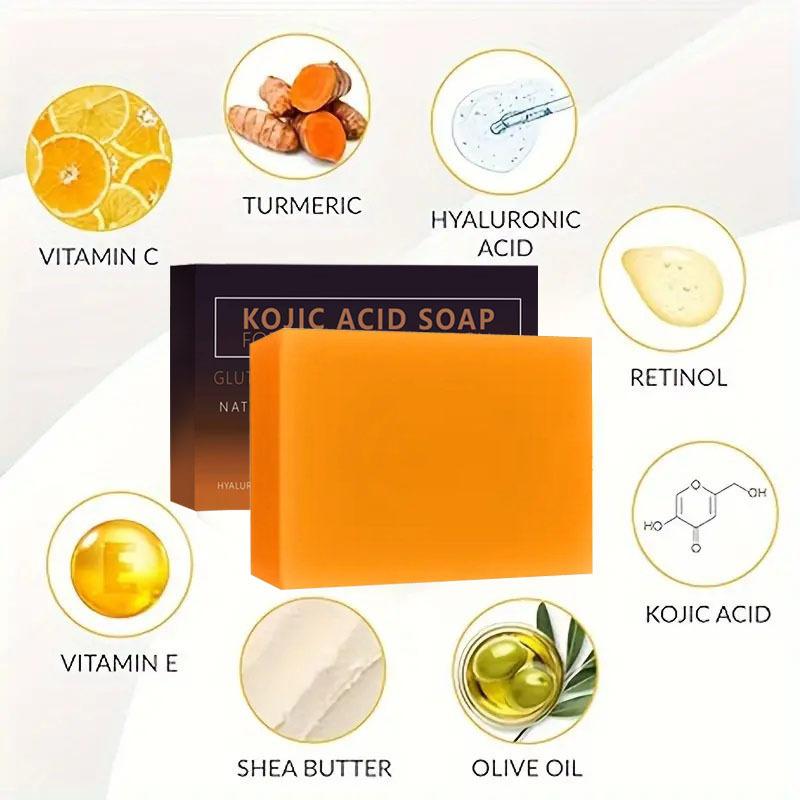 Lemon Turmeric Kojic Acid Soap 3-Pack Body Cleansing Bar Brightening Soap Handmade Skin Care Soap