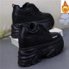 Fashion 12CM Genuine Leather Vulcanize Fashion Thick Bottom Women Chunky Sneakers Platform Wedge Causal Winter Plush Autumn Shoes