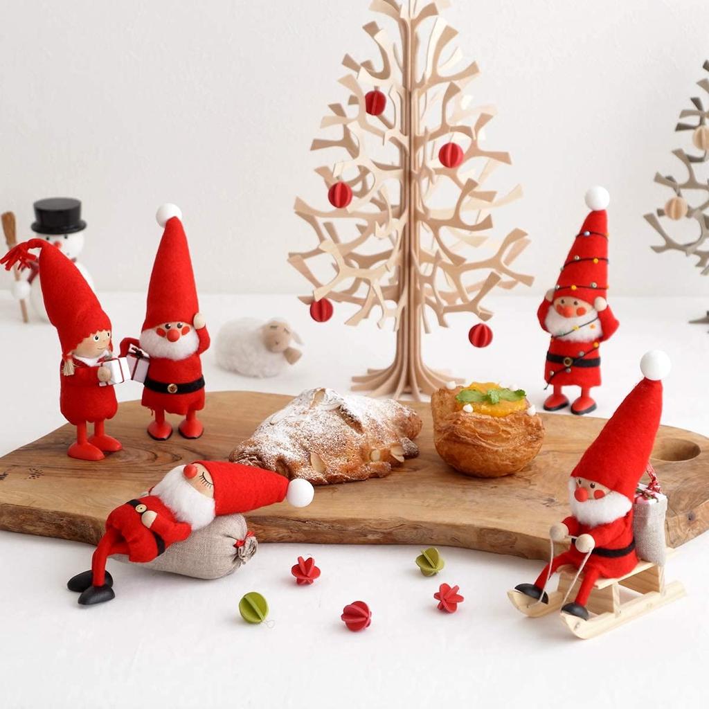 NORDIKA nisse Nordica Nisse Christmas Wooden Doll Santa Claus Entangled in Illuminated (Red Decorations)