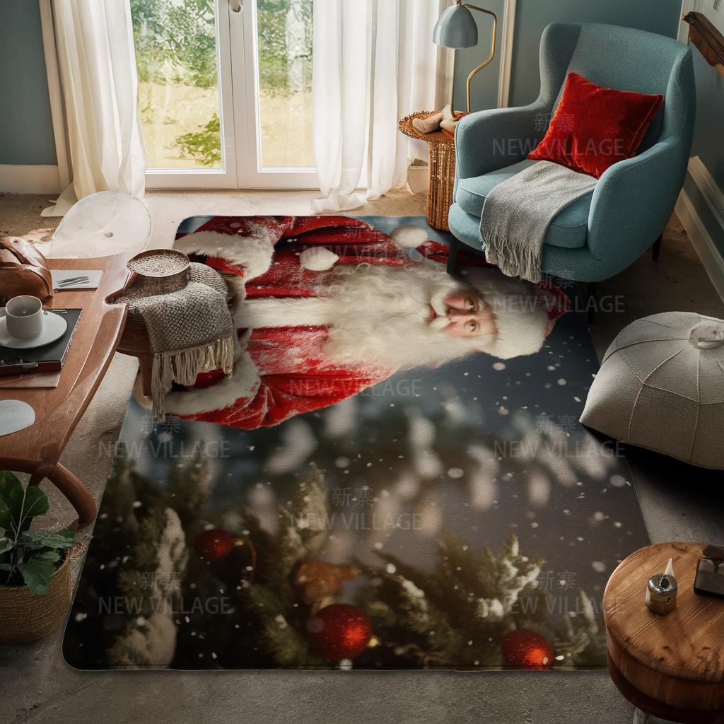 House Entrance Carpet Home Door Mat Living Room Bath Foot Bathroom Non-slip Water Absorption Rugs Bath Merry Christmas Winter