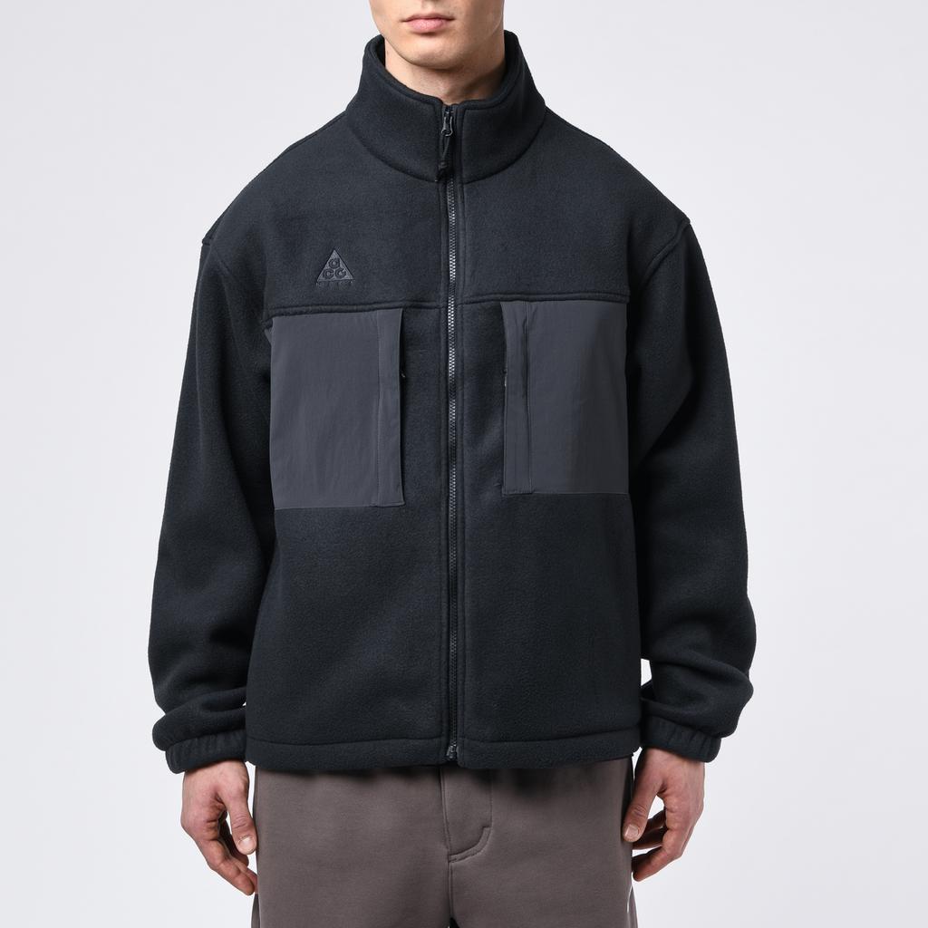 Nike ACG Series Spliced High Collar Fleece Jacket Zip-Up Men Outerwear Black BQ3446-011
