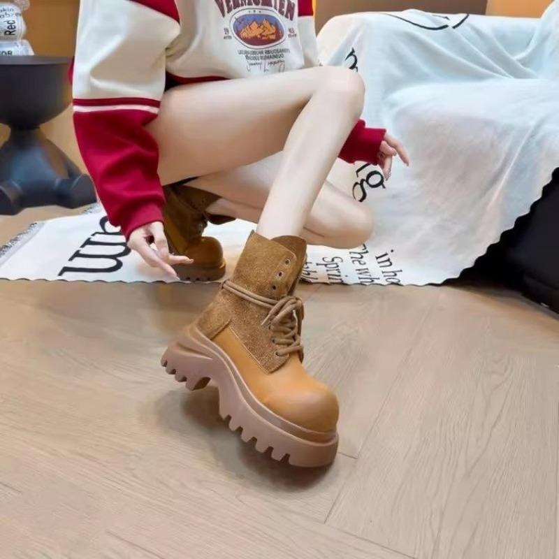 Fashion 2025 New Boots for Women Fashion Hot Sale Yellow Goth Platform Heels Wedge Women's Boots Casual Boots Size 42 Women's Shoes 325
