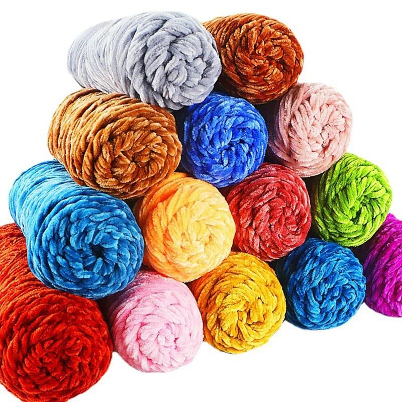 10Pcs/95g Chenille Warm Velvet Yarn Blended for Handmade DIY Knitting Wool Crochet Handmade Scarf Coat Baby Blanket and Hat