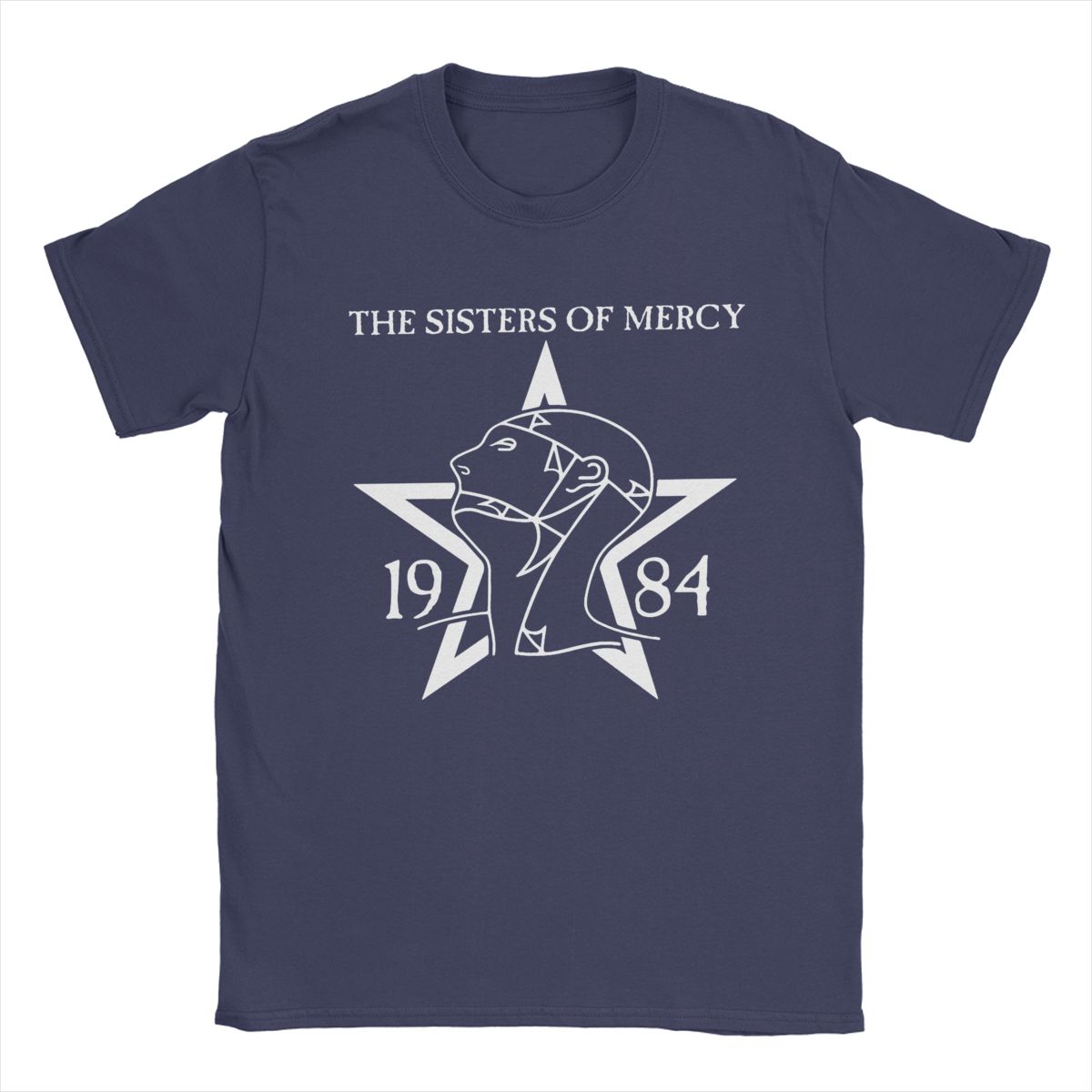 

1984 Футболка The Sisters Of Mercy, мужская хлопковая винтажная футболка с круглым вырезом, футболки с коротким рукавом, новое поступление S темно-синий