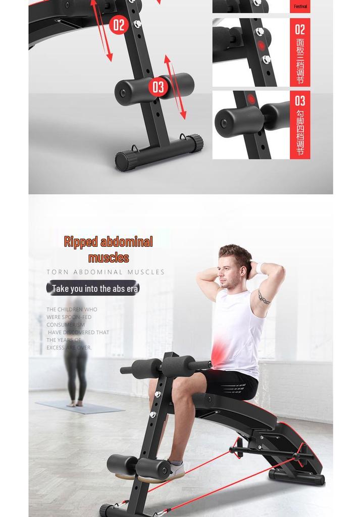 Folding Multi-functional Abdominal Bench for Sit-ups & Tummy Tucking Fitness, Home Use.