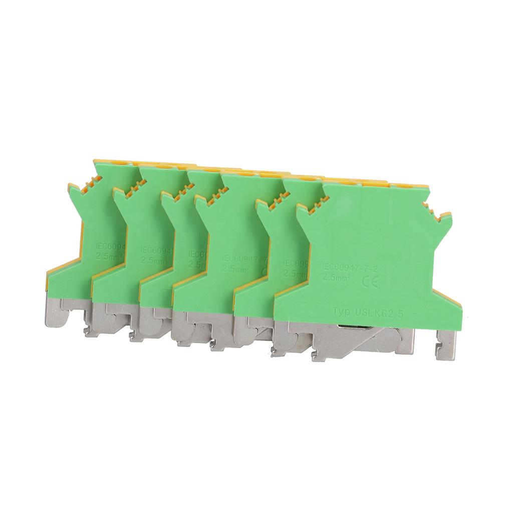 50 Stück DIN-Schienenmontageklemme 2-Kanal Erdung Elektrische Crimpklemmenblock USLKG?2.5