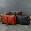 Three-compartment Crossbody Bag, Genuine Leather Retro Style Handcrafted Single-shoulder Small Square Bag