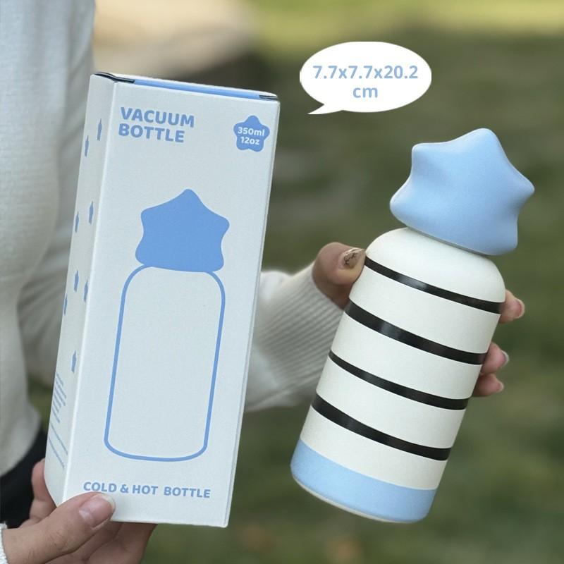 350ml Stainless Steel Vacuum Insulated Travel Mug With Star Print Portable Outdoor Sports Daily Use