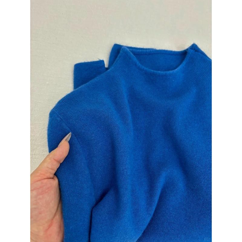 Bruce blue white small stand-up neck sweater women's autumn and winter stacked wear inner long-sleeved bottoming top basic knitted sweater