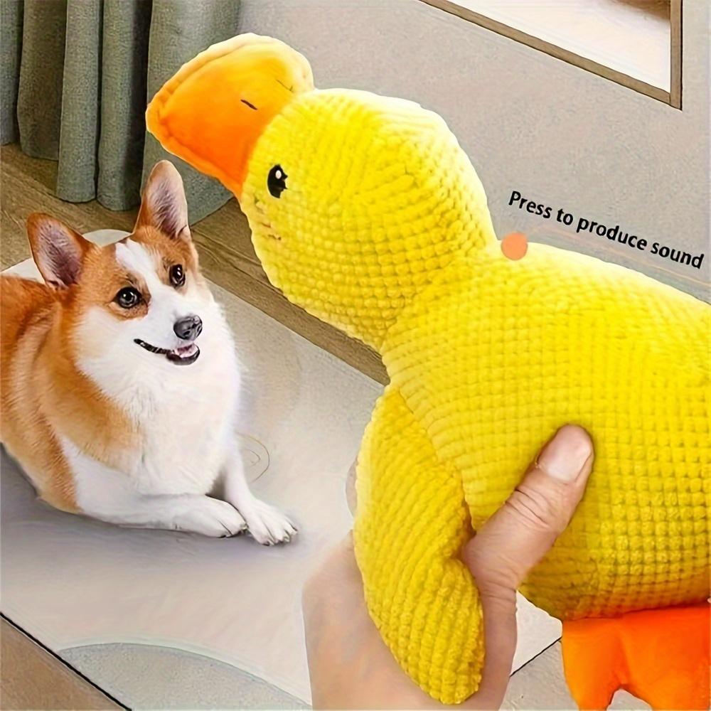 Durable Chew-Resistant Plush Duck Dog Toy,Soft Interactive Chew Proof Companion,Bright Yellow Safe Chewable Puppy Toy for Dogs