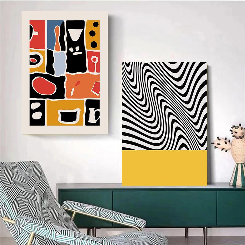 Trendige Minimalistische Schrullige Abstrakte Poster Konzentrische Linien Moderne Gesichts-Drucke Leinwandmalerei Wandkunst Bilder Heim Zimmer Dekor