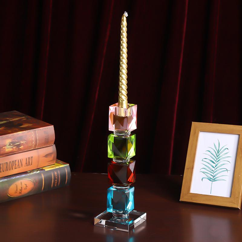 

Цветной хрустальный подсвечник свадебный романтический подсвечник украшение свет роскошный домашний ароматерапевтический подсвечник украшение искусство