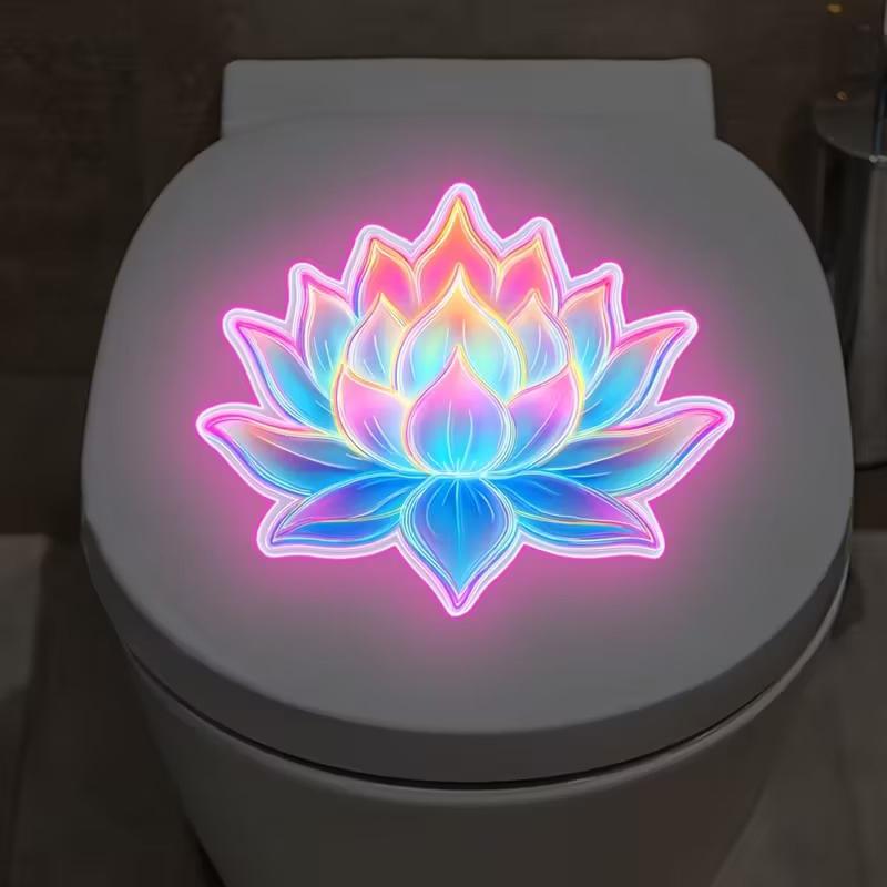 Glow-In-The-Dark Lotus Dahlia Fiets Bloem Toilet Stickers Zelfklevend Verwijderbaar Uv Nacht Decal Muurstickers Badkamer Decor