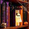 Halloween Party Decoration Library Lantern Bookshelf Lamp, Vintage Metal LED Nightlight for Book Nook Decor, Desktop Decorative Ornament Ghost Reading