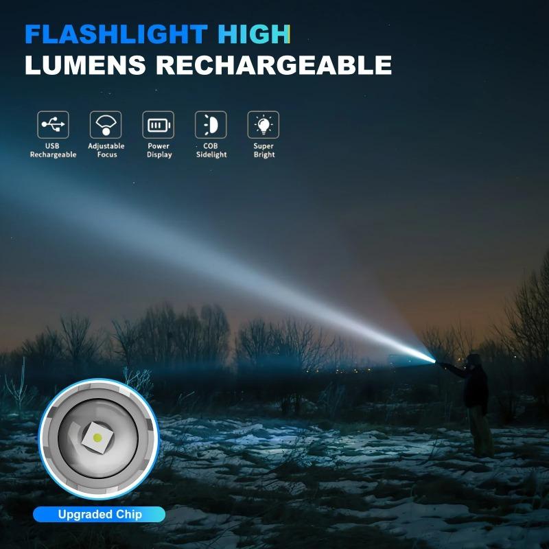 5 režimů USB dobíjecí LED svítilna výkonná zoom svítilna s COB bočními světly venkovní nouzová svítilna přenosná kempingová lampa
