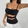 2026 Women's Hollow Slim Suspender T-shirt Summer New Style Waist Slim Slim Top