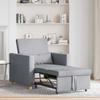Extendable Single Sleeper Sofa Light Grey 90 X 165 X 87 Cm Fabric
