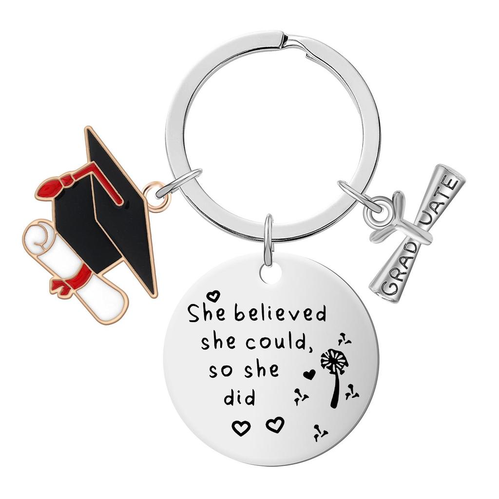 Stainless Steel Inspirational Graduation Keychain for Classmates and Teachers
