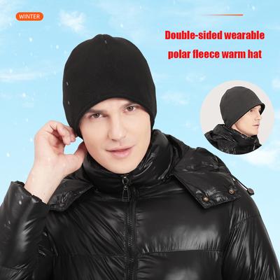 New Men's Autumn and Winter Fashion Ski Hat Women's Trend Two-sided Can Wear Polar Fleece Warm and Comfortable Pullover Cap