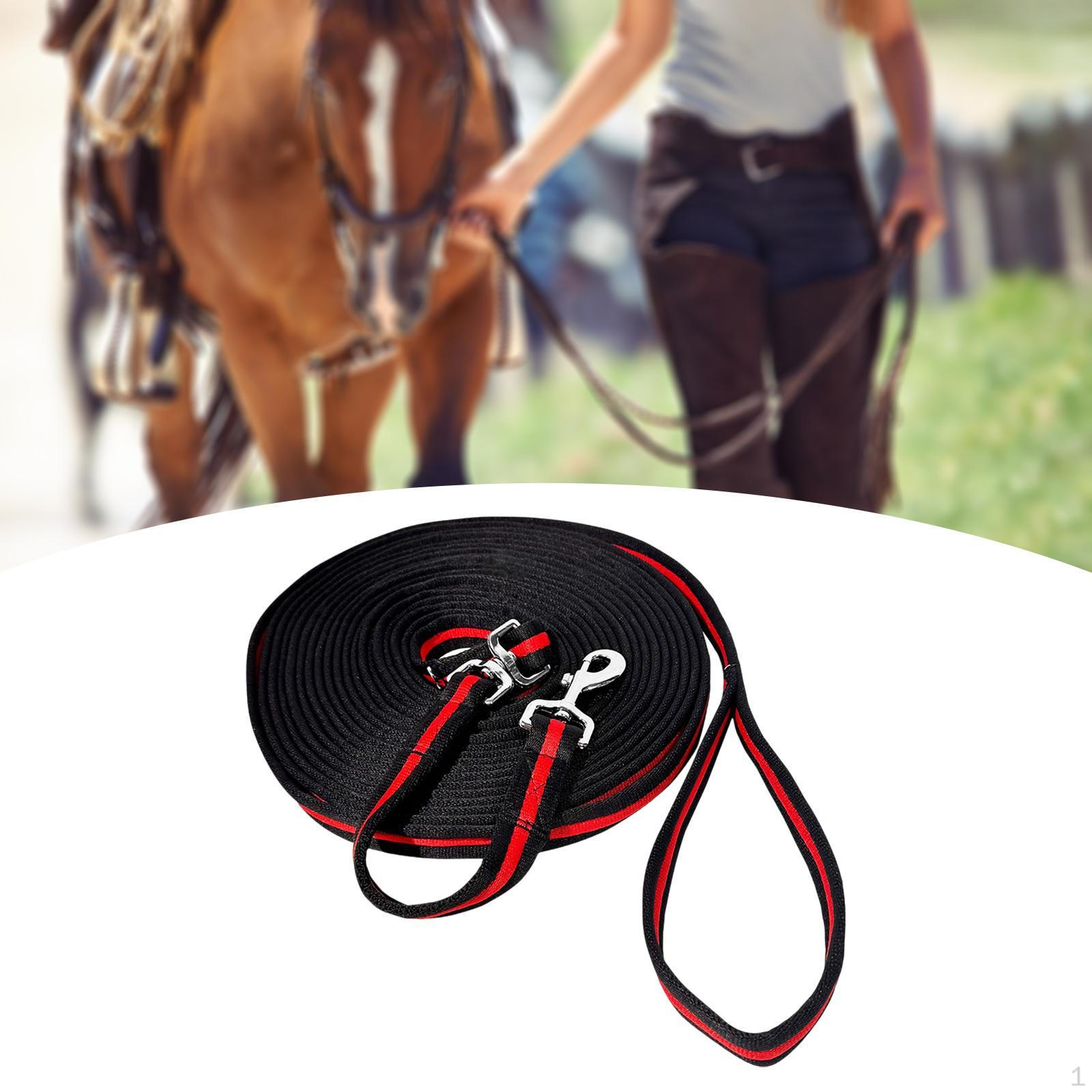 

Horse Rope Equine Performance Attach to Halter or Harness Long Quick Attachment Lunge Line Red and Black