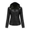 Hooded Leather Jacket Two-piece Removable Leather Jacket Women's Jacket Women's Washed Leather