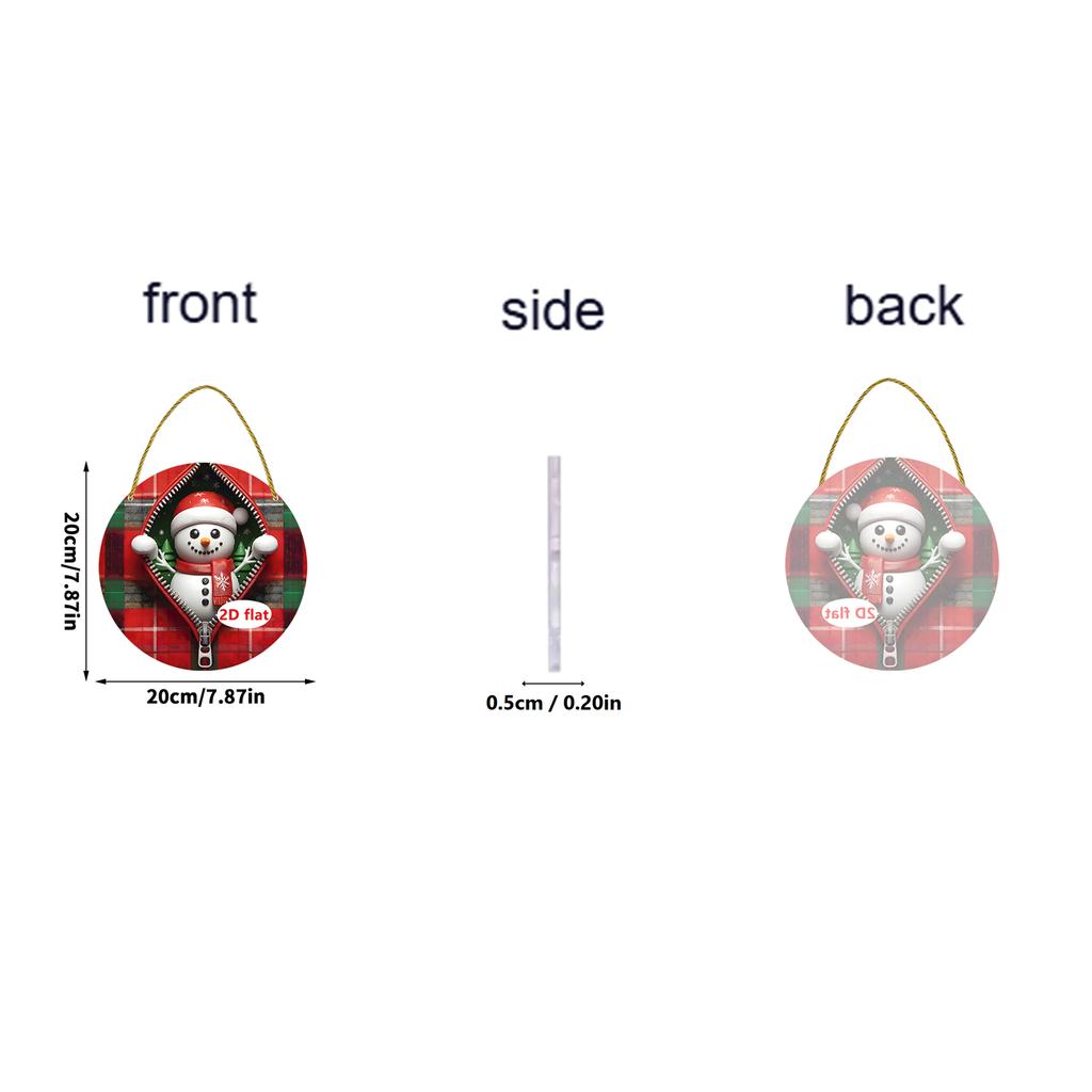 Christmas Cartoon Santa And Penguin 2D Flat Acrylic Garden Door And Window Pendant Decoration Props
