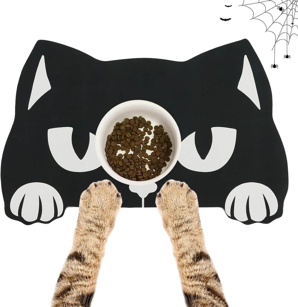 Halloween Pet Mat for Food Water Feeding Mat Spider Web for Dog Cat Bowl Anti-Stain Quick Dry Easy Clean Floor Place Mat Indoor