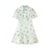 Ledin Chinese Style Off-Shoulder Printed Short Sleeve Dress